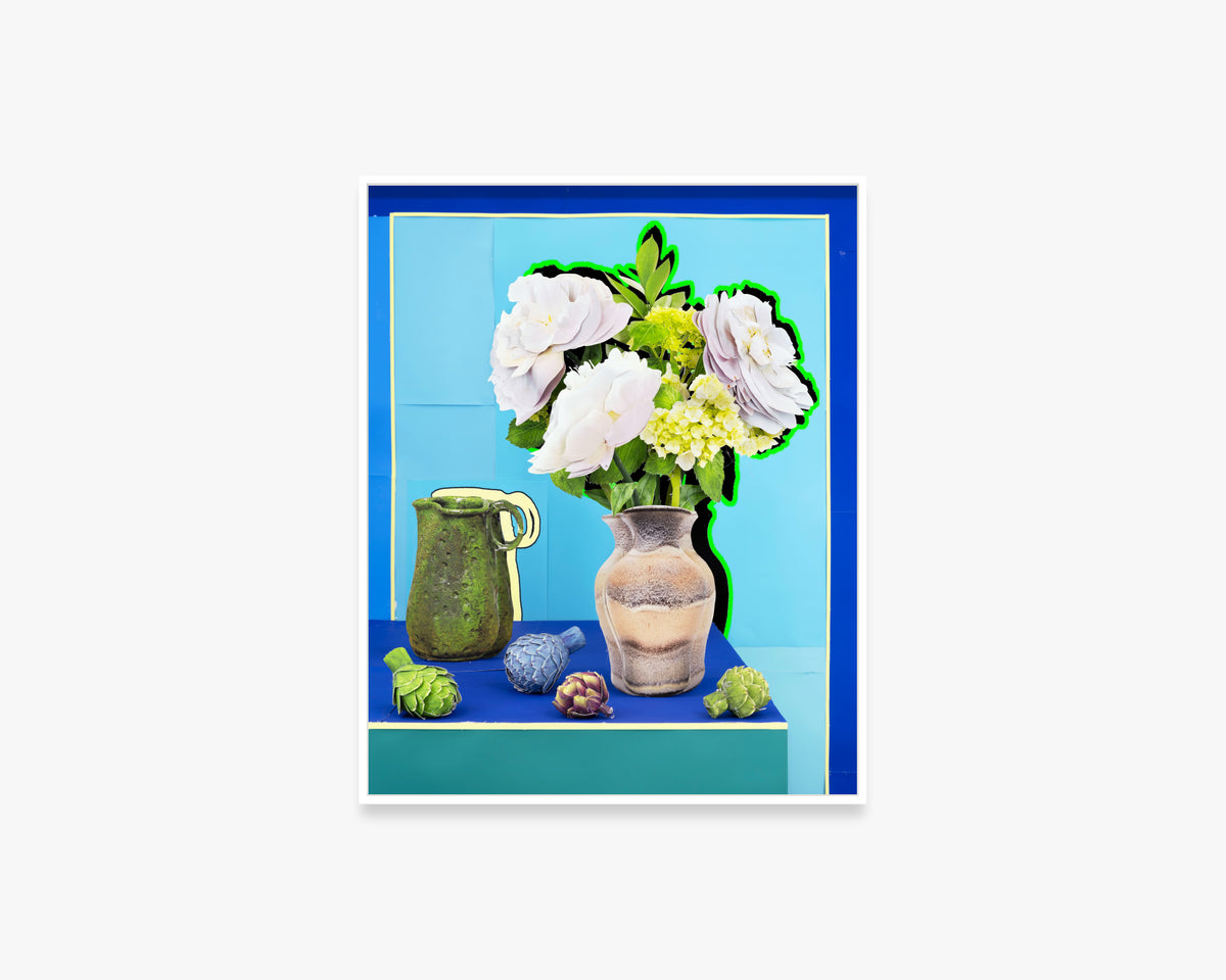 Artichokes and Peonies with Green Pitcher